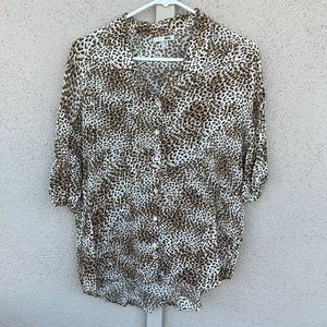Leopard Short Sleeved Button Down
